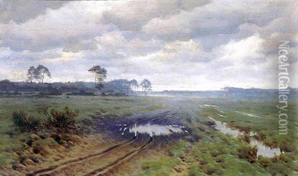 Droga Przez Laki, Ok. 1900 R. Oil Painting - Jan Grubinski