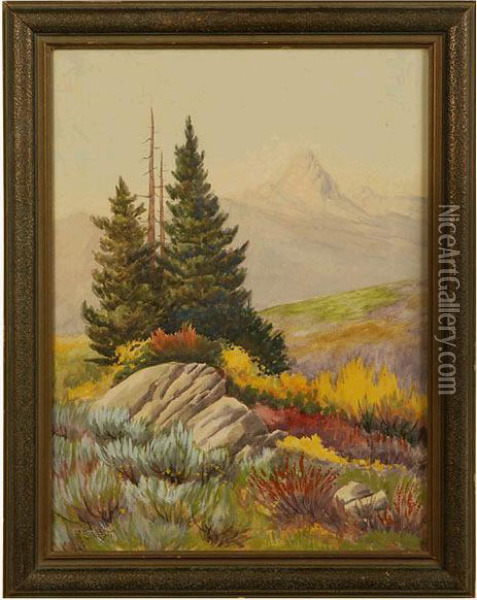 1856.
Northwest Alpine Meadow Landscape. Oil Painting - Richard Ernesti