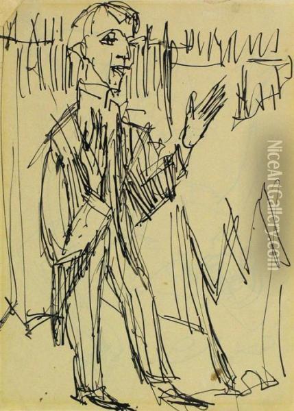 Gestikulierender Besucher Im Gehrock Oil Painting - Ernst Ludwig Kirchner