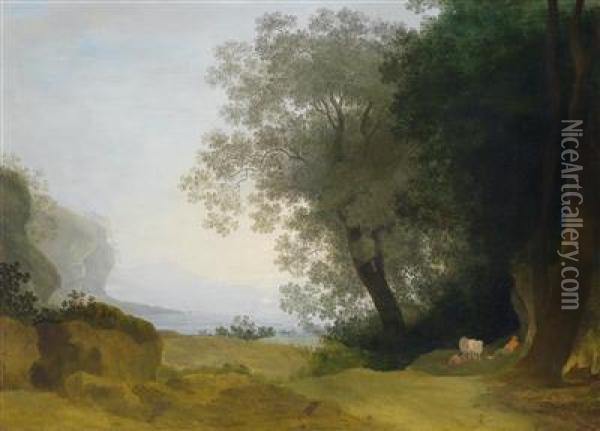 Landschaft Am Meer Oil Painting - Johann Christian Klengel