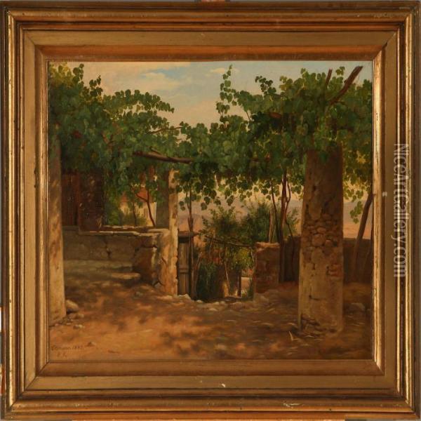 From A Vineyard Inolevano Oil Painting - Peter Johann Raadsig