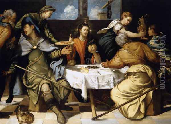 The Supper at Emmaus 1542-43 Oil Painting - Jacopo Tintoretto (Robusti)
