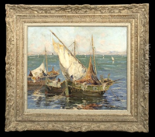 Barques De Peche Du Midi Oil Painting - Georgi Alexandrovich Lapchine