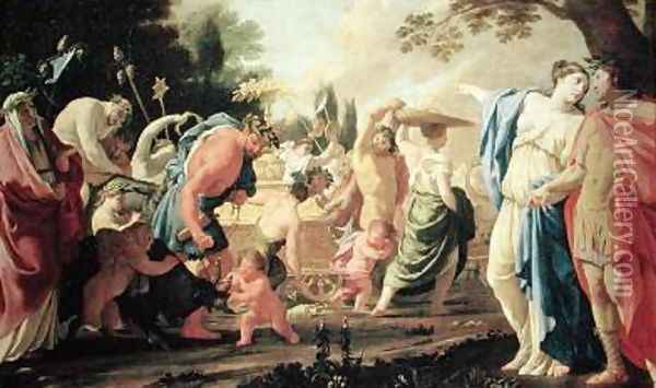 Poliphilus at the Triumph of Bacchus Oil Painting - Eustache Le Sueur