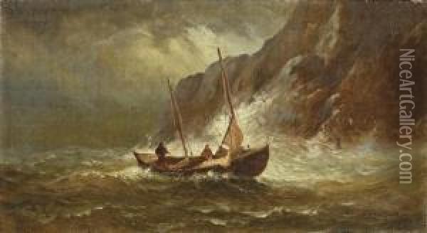 Storm On The Coast Oil Painting - Charles Henry Gifford