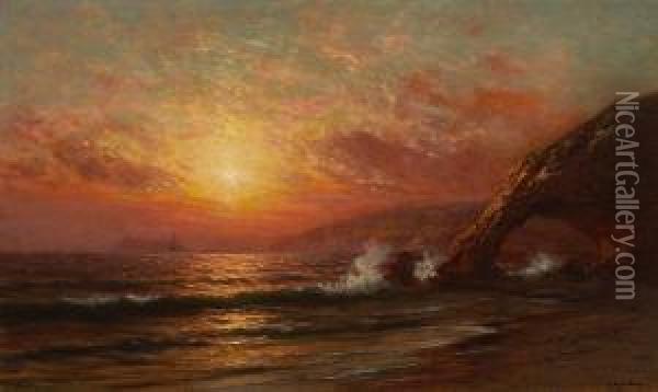 Sunset, Mendocino Coast Oil Painting - Raymond Dabb Yelland