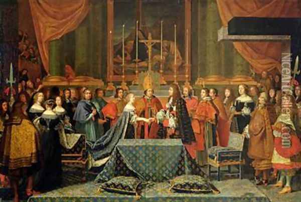 Celebration of the Marriage of Louis XIV 1638-1715 and Maria Theresa 1638-83 of Austria Oil Painting - Laumosnier