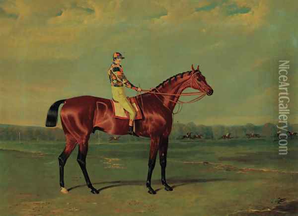 Memnon, a bay racehorse with William Scott up in the colours of Richard Watt, on Doncaster racecourse Oil Painting - John Frederick Herring Snr
