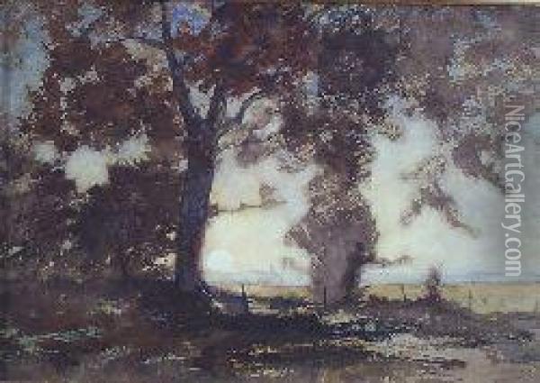 Sunrise Through The Trees Oil Painting - Robert Burns