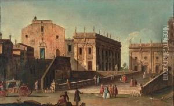 In Aracoeli And The Campidoglio, Rome Oil Painting - Jacopo Fabris Venice