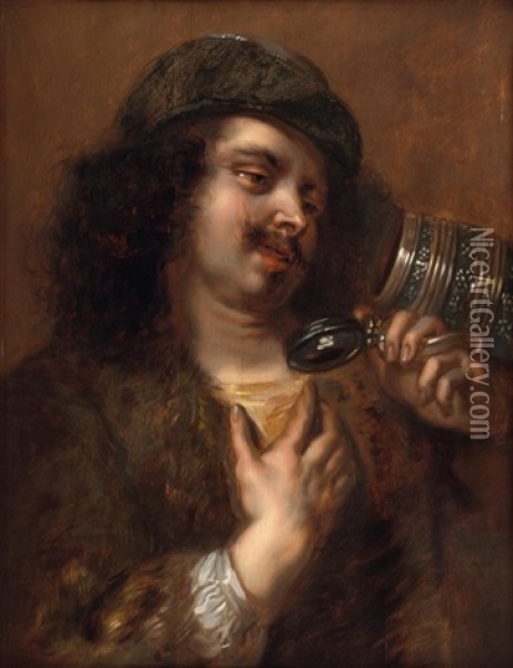 Homme Buvant Ou Allegorie Du Gout Oil Painting - Jan Cossiers