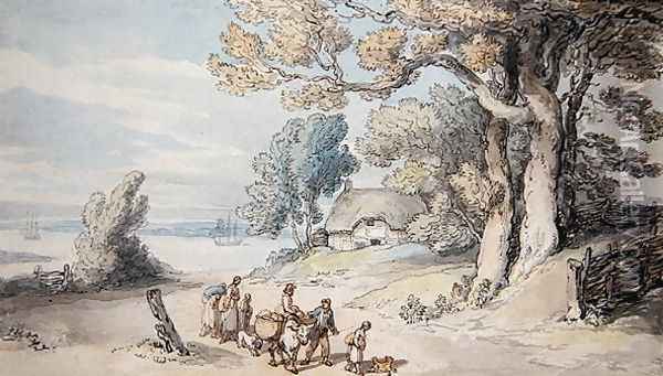 A View on the Isle of Wight Oil Painting - Thomas Rowlandson
