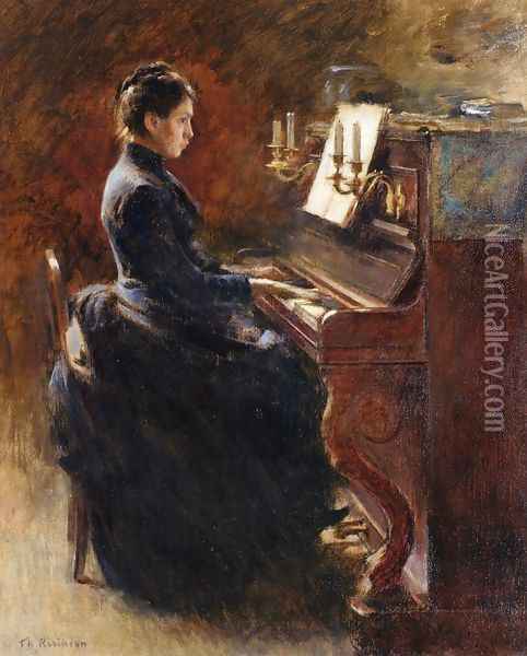 Girl At Piano Oil Painting - Theodore Robinson