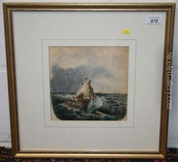 A Raft Breaking Up On A Rock Oil Painting - Samuel Williamson