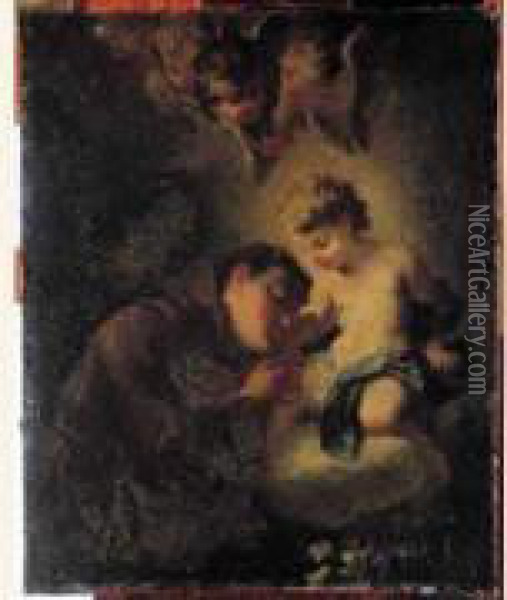 Saint Francois D'assise Et L'enfant Jesus Oil Painting - Domenico Antonio Vaccaro