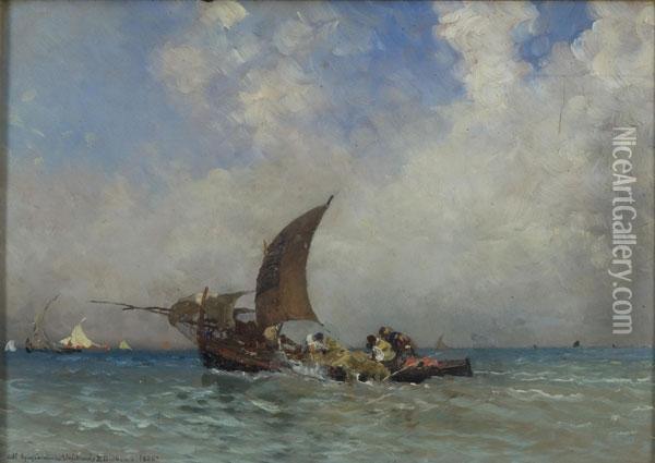Barca Di Pescatori Oil Painting - Edoardo Dalbono