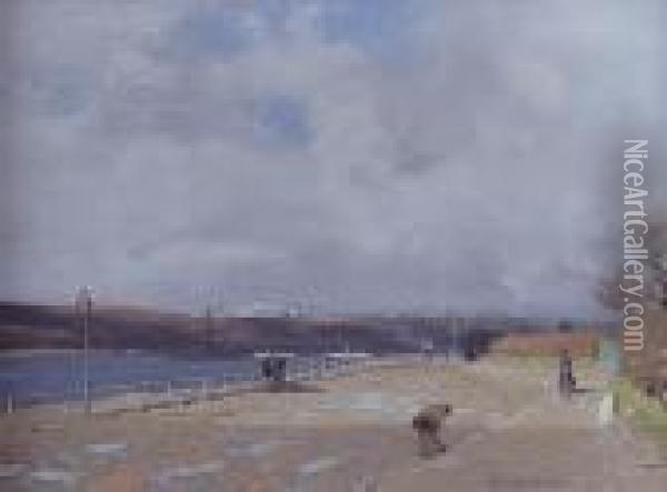 On The Promenade, Rhu Oil Painting - George Houston