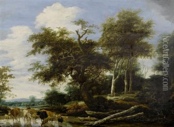 Forest Landscape Oil Painting - Jacob Salomonsz. Ruysdael
