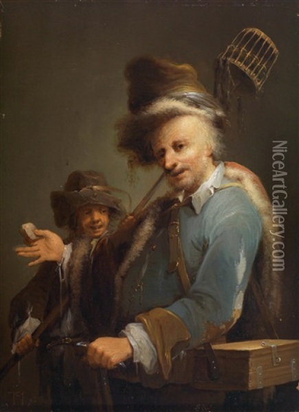 Der Rattengiftverkaufer Oil Painting - Johann Georg (Georges) Trautmann