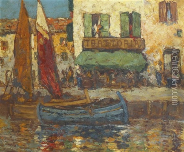 La Trattoria (chioggia) Oil Painting - Charles Henri Gaston Dagnac-Riviere