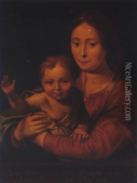 The Madonna And Child Oil Painting - Cornelis van Noordt