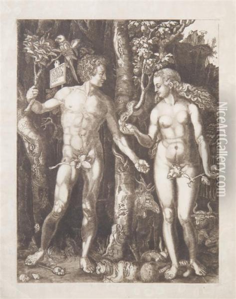 Adam And Eve Oil Painting - Johann Ladenspelder