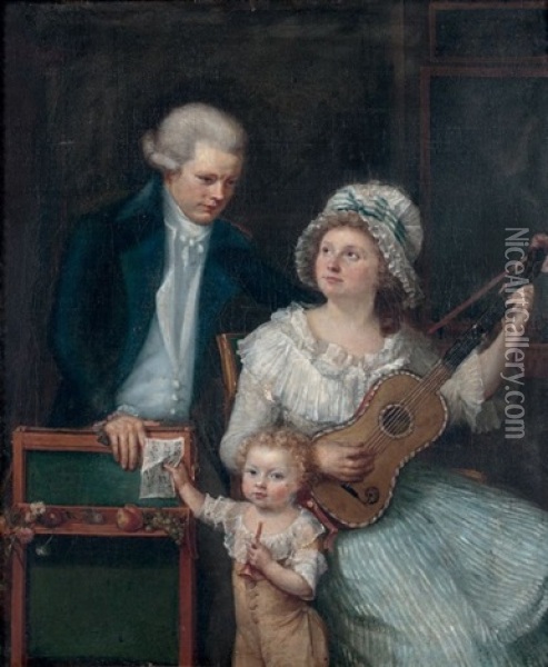 Portrait De Famille Oil Painting - Marie Colin de la Biochaye