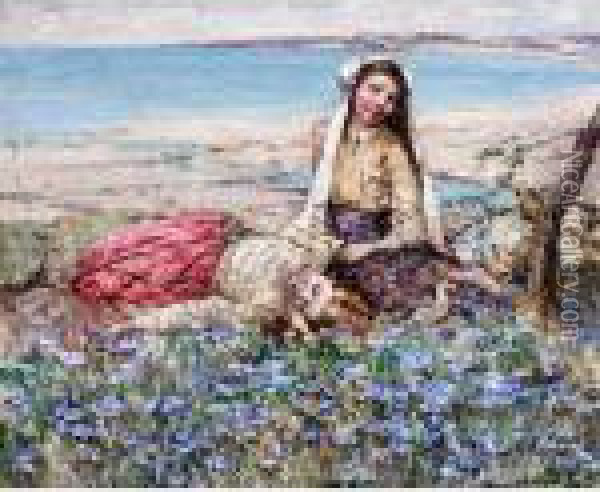 Picking Violets, Brighouse Bay Oil Painting - Edward Atkinson Hornel