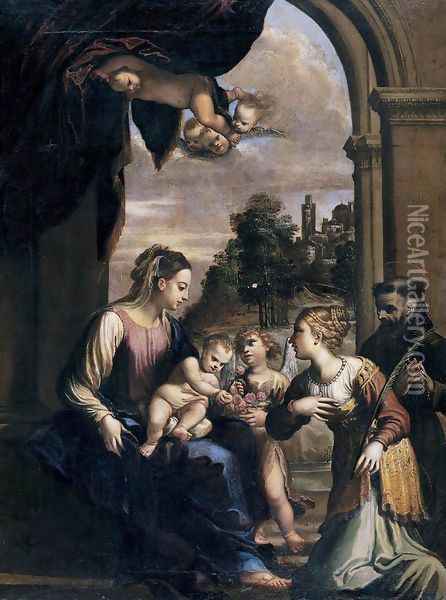 Madonna and Child with Sts Catherine and Francis 1610-12 Oil Painting - Francesco Brizio