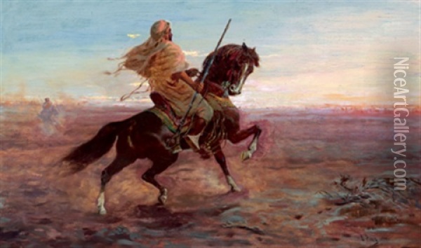 Ein Arabischer Reiter Oil Painting - Otto Pilny