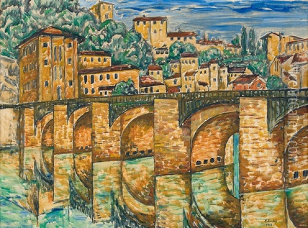 Ponte Alle Grazie In Florenz Oil Painting - Alexander Gerbig