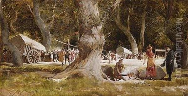 Campamento De Gitanos 1907 Oil Painting - Angel Lizcano Y Monedero