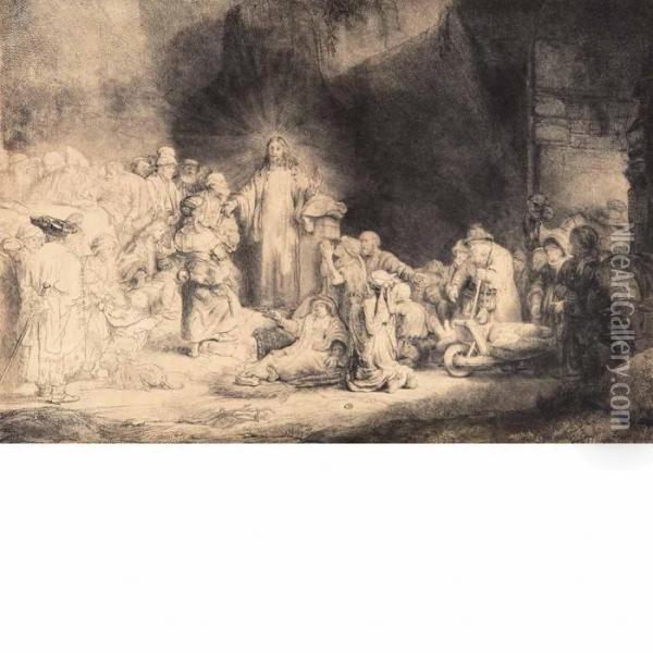 Christ Healing The Sick: 
The Hundred Guilder Print Oil Painting - Rembrandt Van Rijn