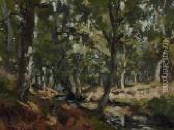 Stream In A Forest Oil Painting - Jan Hillebrand Wijsmuller