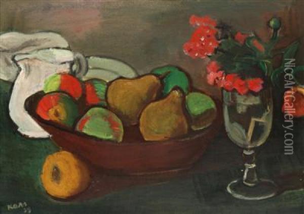 Stillleben Mit Obst Und Blumenstraus Oil Painting - Jioi Kars