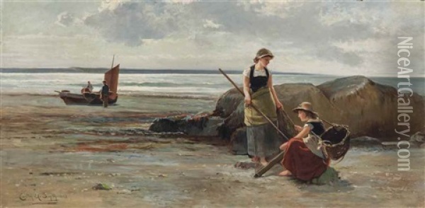Shrimping Oil Painting - Carlton Alfred Smith