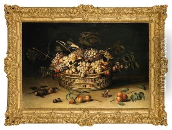 Still Life With A Basket Of Grapes Oil Painting - Paul Dorival