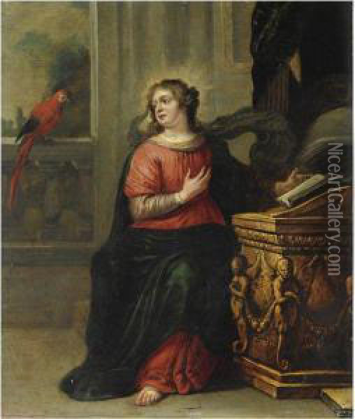 Madonna Del Pappagallo Oil Painting - Jan Van Balen