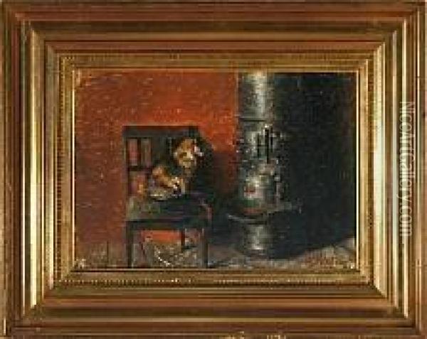 A Cat By A Stove Oil Painting - Axel Soeborg