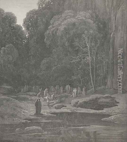 Go therefore on, and listen as thou go'st. (Canto V., line 49) Oil Painting - Gustave Dore