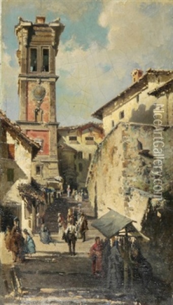 Blick Auf Die Kirche Madonna Del Monte Bei Varese Oil Painting - Giuseppe Puricelli