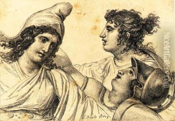 Paris With Juno And Minerva Oil Painting - Jacques Louis David