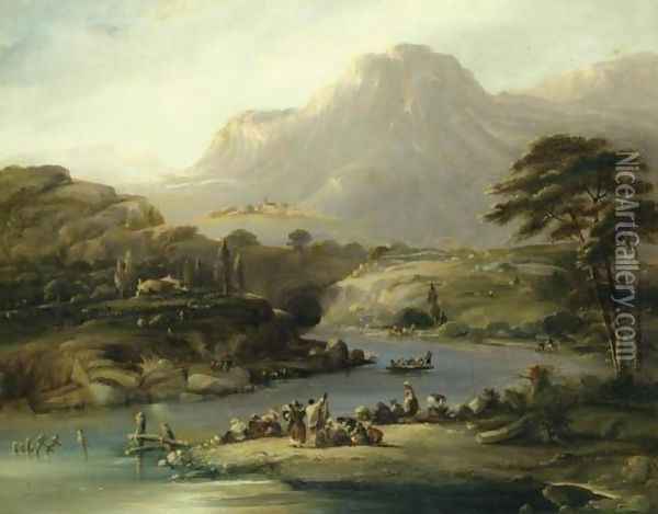 Banks of the Sil River, Valley of Quiroga (Ribera de Sil, Valle de Quiroga) Oil Painting - Jenaro Perez Villaamil