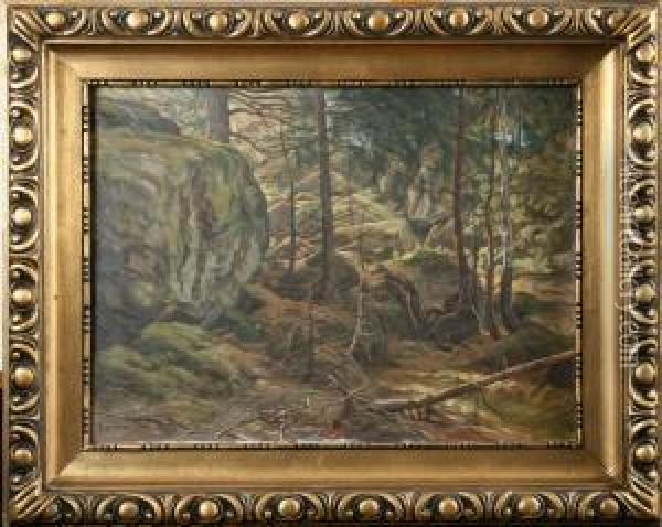Skogslandskap Oil Painting - Berndt Adolf Lindholm