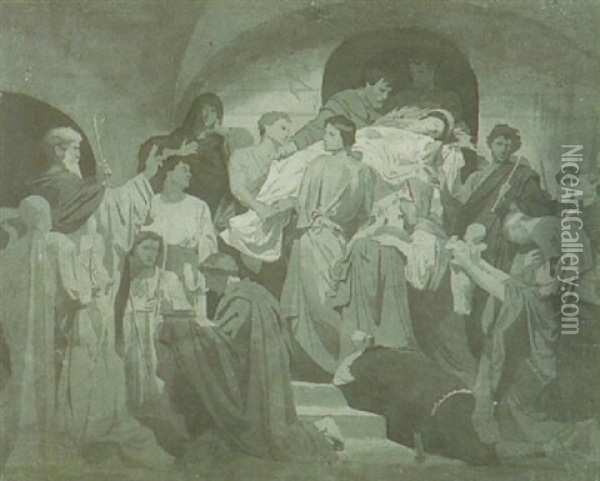 Le Triomphe Du Martyr: Le Corp De Sainte-cecile Apporte Dans Les Catacombes Oil Painting - William-Adolphe Bouguereau