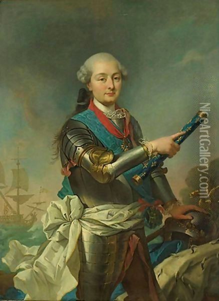 Portrait Of An Admiral Oil Painting - Louis Michel van Loo