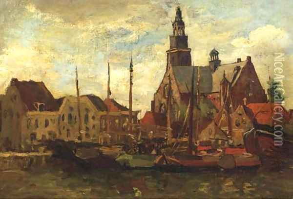 View of the Grote kerk, Maassluis Oil Painting - Charles Dankmeijer