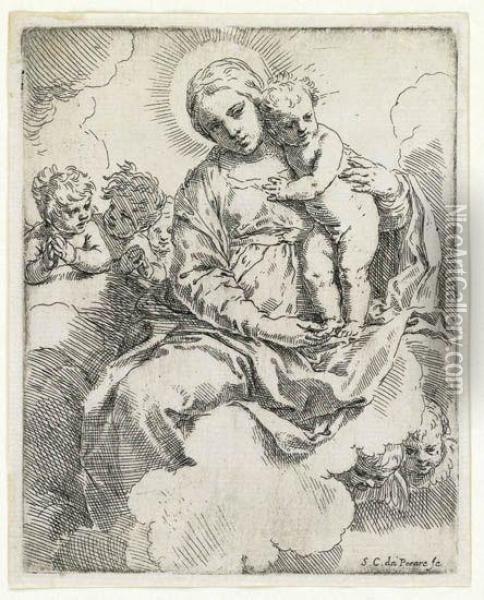 The Virgin And Child In Glory Oil Painting - Simone Cantarini Il Pesarese