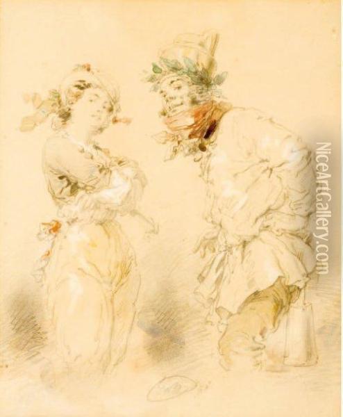 Deux Dessins Satyriques Oil Painting - Edouard Charles De Beaumont