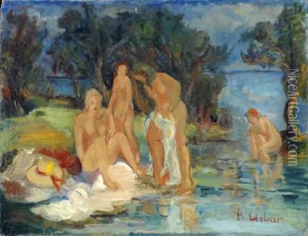 Les Baigneuses Oil Painting - Harry Urban